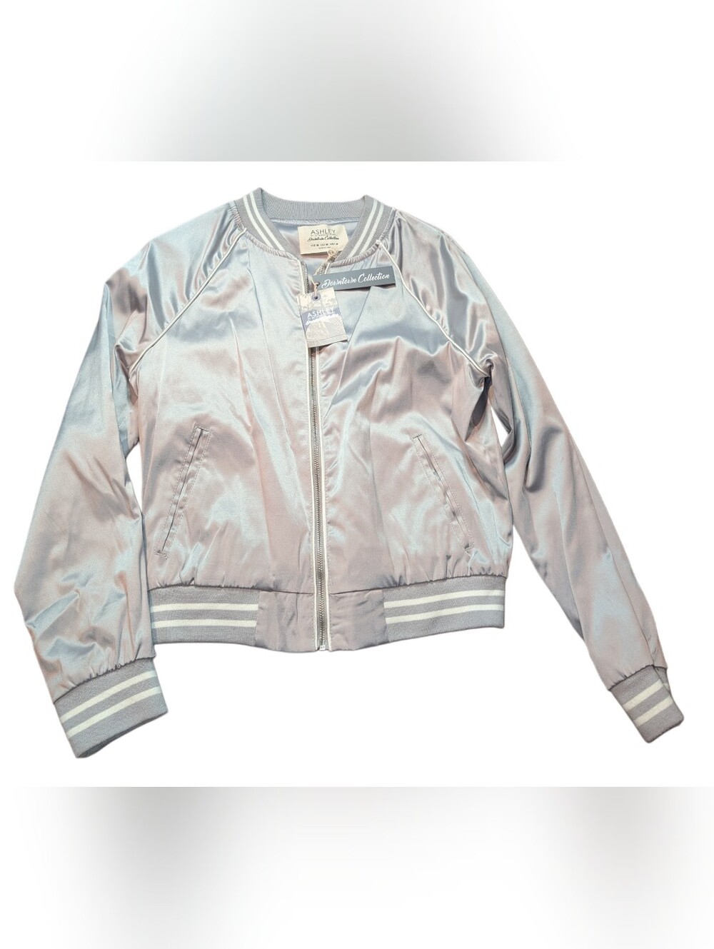 Ashley By 26 International Shiny Silver Bomber Jacket